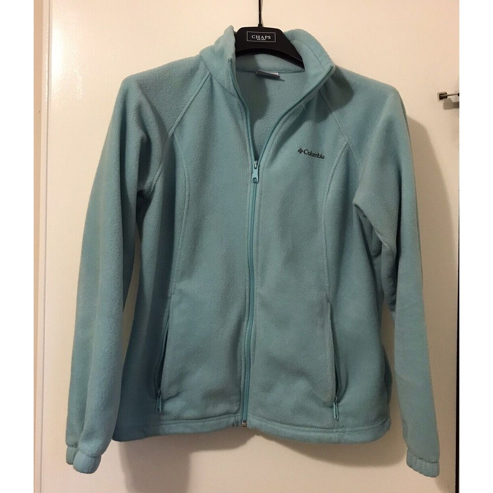 Columbia Womens Jacket Large Teal Blue Fleece Full Zip Pullover Long Sleeve